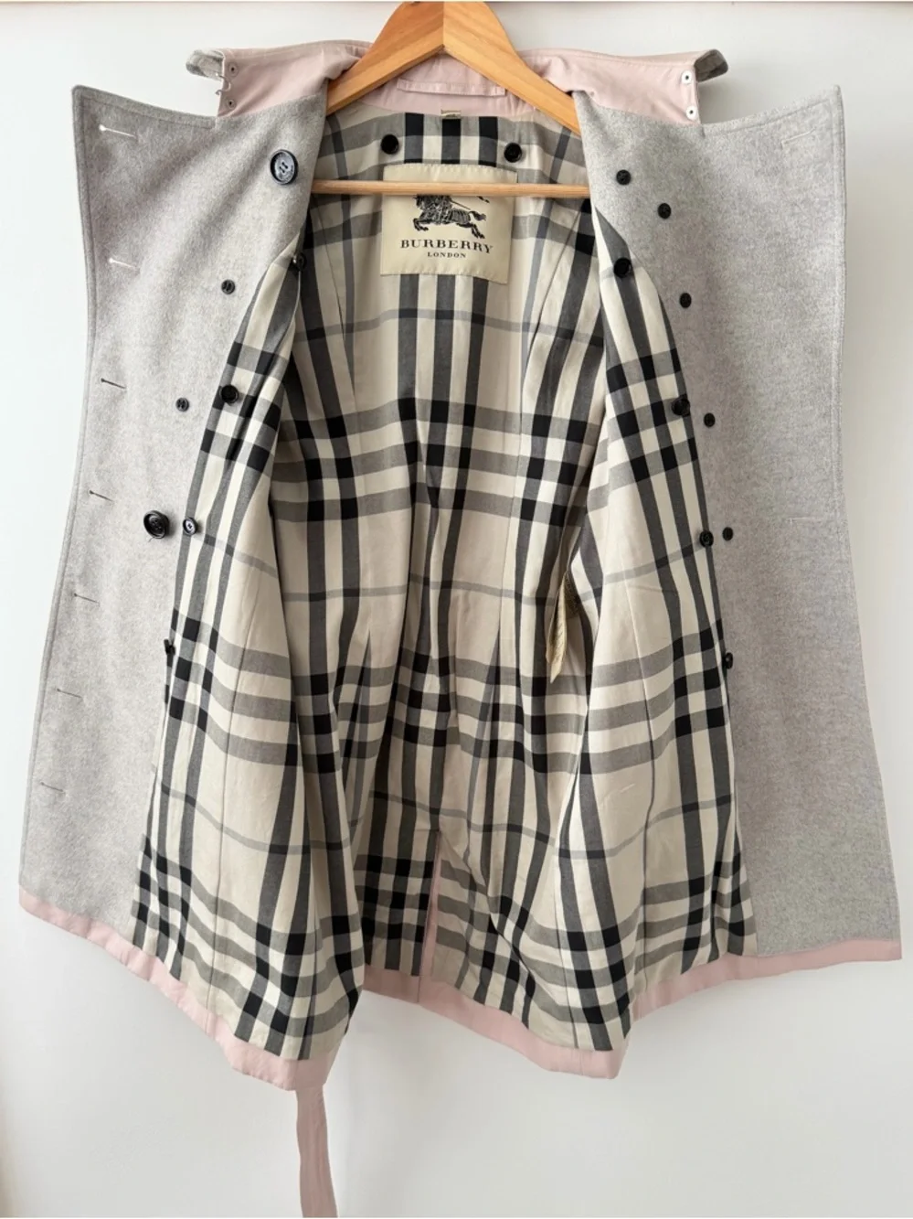 BURBERRY LONDON | Pink Heritage Trench Coat Belted Wool Cashmere Liner US 8 - Picture 9 of 16